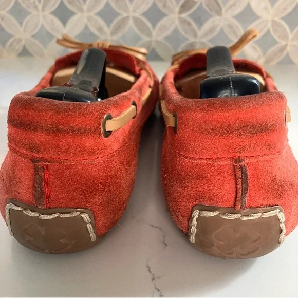 Lucky Brand Abelle 2 Wmns 8 M Suede Red Orange Moccasin Driving Loafer Boat Shoe - Picture 7 of 16